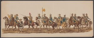 Desfile de Delft de 1862, primer grupo Cuarto Lustrum de la Real Academia de Delft - Ao. 1862 - Optogt disfrazado (título de serie en objeto) de Willem Bernardus IJzerdraat