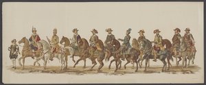 Desfile de Delft de 1862, cuarto grupo Cuarto Lustrum de la Real Academia de Delft - Ao. 1862 - Optogt disfrazado (título de serie en objeto) de Willem Bernardus IJzerdraat