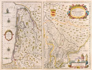 Bordelais-Pays du Médoc - Born- Aquitaine- Costa Oeste de Francia, en "Theatrum Orbis Terrarum, sive Atlas Novus" de Willem Blaeu, Amsterdam. de Willem Blaeu