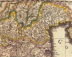 Mapa de la región de la Venecia, Italia. Atlas de William Blaeu (1571 - 1638) de Willem Blaeu