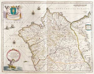 Galicia España, en "Theatrum Orbis Terrarum, sive Atlas Novus" de Willem Blaeu, Amsterdam