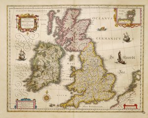 Gran Bretaña e Irlanda del Theatrum Orbis Terrarum por Willem Bleau, Ámsterdam