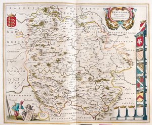Herefordshire, en "Theatrum Orbis Terrarum, sive Atlas Novus" de Willem Blaeu, Amsterdam de Willem Blaeu