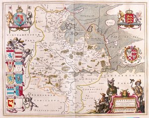 Huntington shire, en "Theatrum Orbis Terrarum, sive Atlas Novus" de Willem Blaeu, Amsterdam