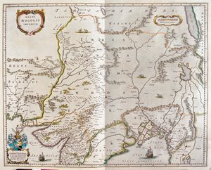 Irán a través del Tíbet, y el norte de la India hasta Birmania, en "Theatrum Orbis Terrarum, sive Atlas Novus" de Willem Blaeu, Amsterdam.