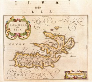 Isla del Elba, Italia, en "Theatrum Orbis Terrarum, sive Atlas Novus" de Willem Blaeu, Amsterdam