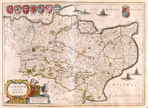 Kent, en "Theatrum Orbis Terrarum, sive Atlas Novus" de Willem Blaeu, Amsterdam