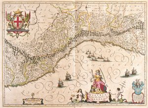 Liguria, Italia, en "Theatrum Orbis Terrarum, sive Atlas Novus" de Willem Blaeu, Amsterdam de Willem Blaeu