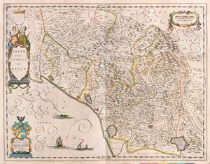 Lucca, Italia, en "Theatrum Orbis Terrarum, sive Atlas Novus" de Willem Blaeu, Amsterdam