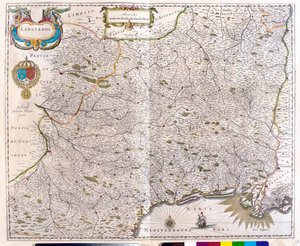 Mapa de Languedoc - Rosellón - Montpellier - Toulouse - Aviñón - Arlés, en "Theatrum Orbis Terrarum, sive Atlas Novus" de Willem Blaeu, Amsterdam. de Willem Blaeu