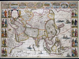 Mapa de Asia. Placa de un Atlas de Willem Janszoon Blaeu