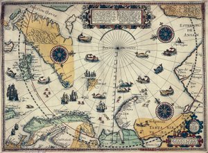 Mapa de las regiones polares, por el cartógrafo holandés Willem Janszoon Blaeu (1571-1638)