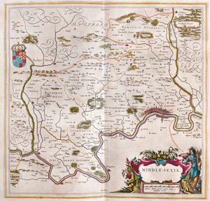Middlesex, en "Theatrum Orbis Terrarum, sive Atlas Novus" de Willem Blaeu, Amsterdam de Willem Blaeu