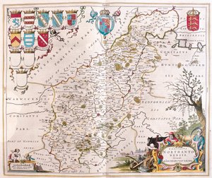 Northampton shire, en "Theatrum Orbis Terrarum, sive Atlas Novus" de Willem Blaeu, Amsterdam