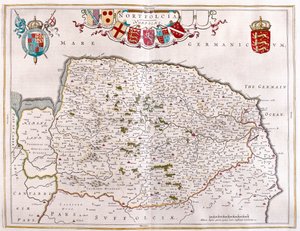 Northfolk, en "Theatrum Orbis Terrarum, sive Atlas Novus" de Willem Blaeu, Amsterdam