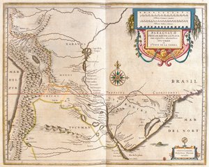 Paraguay y Río de la Plata, en "Theatrum Orbis Terrarum, sive Atlas Novus" de Willem Blaeu, Amsterdam.
