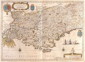 Provenza, en "Theatrum Orbis Terrarum, sive Atlas Novus" de Willem Blaeu, Amsterdam