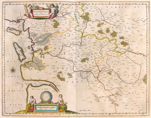 Saintonge y Angoumois, Charente-Maritime, en "Theatrum Orbis Terrarum, sive Atlas Novus" de Willem Blaeu, Amsterdam.