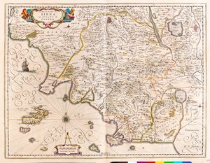 Siena, Lacio, Italia, en "Theatrum Orbis Terrarum, sive Atlas Novus" de Willem Blaeu, Ámsterdam.