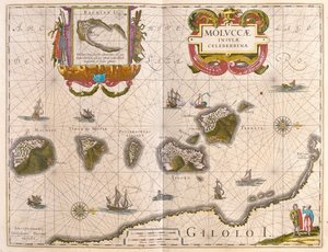 Islas de las Especias e Isla de Bachian (Batjan), en "Theatrum Orbis Terrarum, sive Atlas Novus" de Willem Blaeu, Amsterdam. de Willem Blaeu