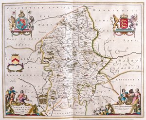 Staffordshire, n "Theatrum Orbis Terrarum, sive Atlas Novus" de Willem Blaeu, Amsterdam de Willem Blaeu