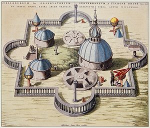 Stelleburgum sive Observatorium Subterraeum, observatorio astronómico subterráneo en Stjerneborg (Castillo de las Estrellas), diseñado por Tycho Brahe, dibujo por Willem Blaeu, ca 1595 de Willem Blaeu