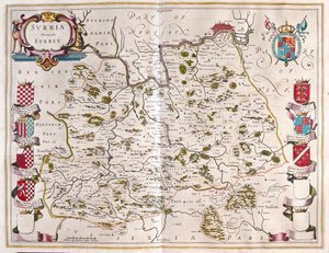 Surrey, en "Theatrum Orbis Terrarum, sive Atlas Novus" de Willem Blaeu, Amsterdam. de Willem Blaeu