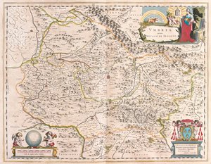 Umbría, Italia, en "Theatrum Orbis Terrarum, sive Atlas Novus" de Willem Blaeu, Amsterdam
