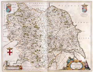 Yorkshire, en "Theatrum Orbis Terrarum, sive Atlas Novus" de Willem Blaeu, Amsterdam