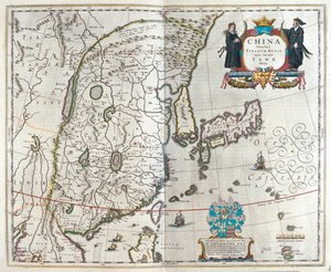 primer mapa de China de Blaeu, en "Theatrum Orbis Terrarum, sive Atlas Novus" de Willem Blaeu, Amsterdam de Willem Blaeu