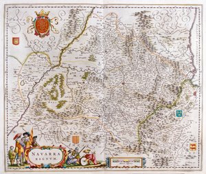 región que incluye Pamplona, Bayona y San Sebastián, en "Theatrum Orbis Terrarum, sive Atlas Novus" de Willem Blaeu, Amsterdam. de Willem Blaeu