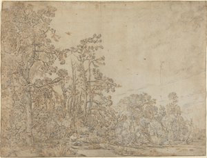 Estanque en el Bosque con un Pescador de Willem Buytewech