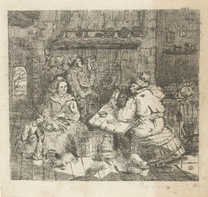 Hombres jugando a las cartas y bebiendo en la cocina. de Willem Cornelis van Dijk