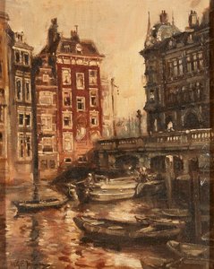 Puente sobre el Canal, Rotterdam (óleo sobre lienzo) de Willem Georg Frederik Jansen