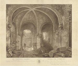 Figuras bajo una bóveda de Manenburg, Utrecht La fortaleza de Manenburg en Utrecht (título de la serie) de Willem Hendrik Hoogkamer