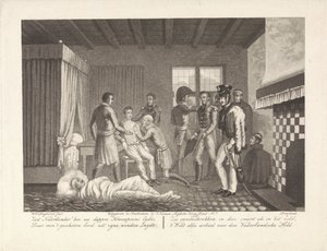 Príncipe de Orange después de su herida bajo tratamiento médico en el hospital de campaña, 1815 de Willem Hendrik Hoogkamer