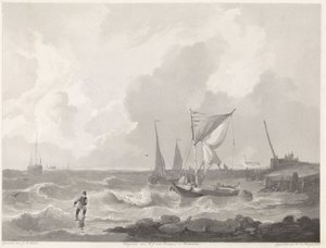 Barcos de pesca en una cabeza de puerto de Willem Hendrik Hoogkamer