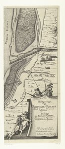 Beleg van Schenckenschans (página derecha), 1635 Asedio de Schencken-Schans, con todos los nuevos fuertes y accesos