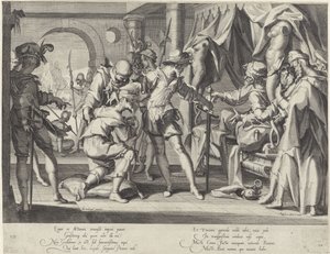 El conde Guillermo III de Holanda ordena la decapitación de su alguacil Thronus Justitiae (título de la serie) de Willem Isaacsz. van Swanenburg