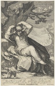 Judas Iscariote se ahorca Judas Iscariote (título sobre objeto) Pecadores del Antiguo y Nuevo Testamento (título de la serie)