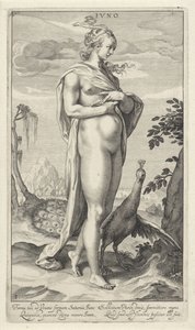 Juno con pavo real Iuno (título sobre el objeto) Sentencia de París (título de la serie) de Willem Isaacsz. van Swanenburg