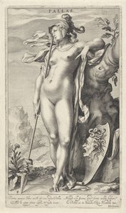 Minerva junto a un árbol Palas (título sobre el objeto) Sentencia de París (título de la serie) de Willem Isaacsz. van Swanenburg