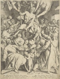 Paralítico bajado a Cristo por el techo de Willem Isaacsz. van Swanenburg