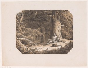 Hombre medio desnudo en el bosque de Willem Jacob Hofdijk