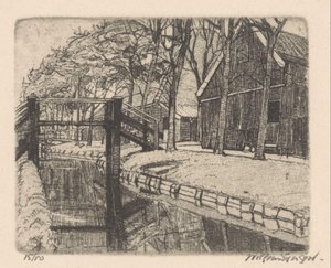 Puente en Assendelft de Willem Jansen (graveur) (signed by artist)