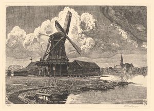 Molino de la Gallina Bonita de Willem Jansen (graveur) (signed by artist)