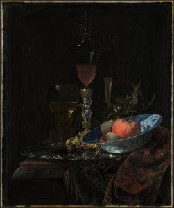 Copa de vino y cuenco de fruta de Willem Kalf
