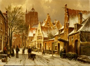 Una escena de calle de invierno de Willem Koekkoek