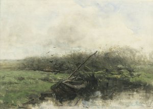 Barco de remo en una zanja