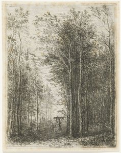 Paisaje forestal con recolectores de madera. de Willem Matthias Jan van Dielen